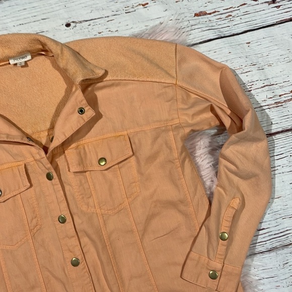 Pilcro Anthropologie Jacket Distressed Terry Shacket Utility Peach - Picture 10 of 10